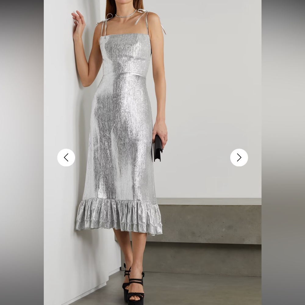 NWT THE VAMPIRE'S WIFE
The Midnight Garden ruffled wool-blend lamé midi dress